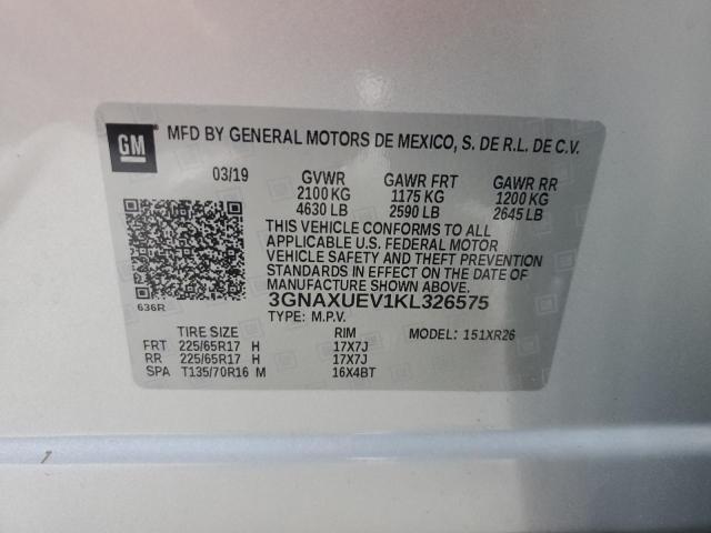 2019 CHEVROLET EQUINOX LT - 3GNAXUEV1KL326575