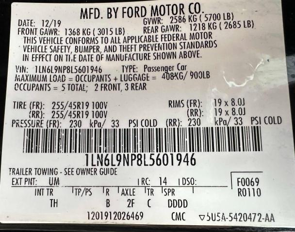 2020 LINCOLN CONTINENTA 1LN6L9NP8L5601946