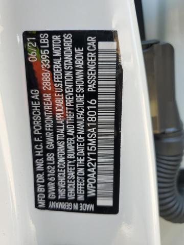 2021 PORSCHE TAYCAN WP0AA2Y15MSA18016