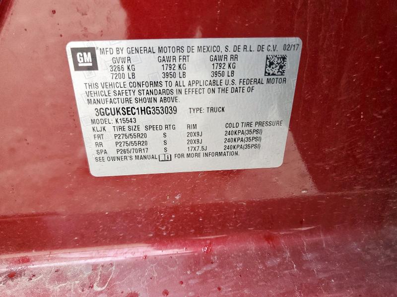 2017 CHEVROLET SILVERADO 3GCUKSEC1HG353039