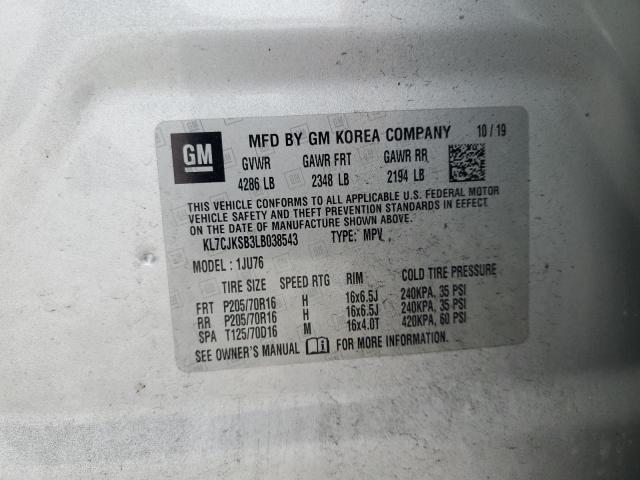 2020 CHEVROLET TRAX LS KL7CJKSB3LB038543