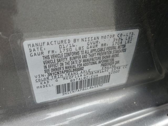 2016 NISSAN VERSA S 3N1CN7AP8GL865592