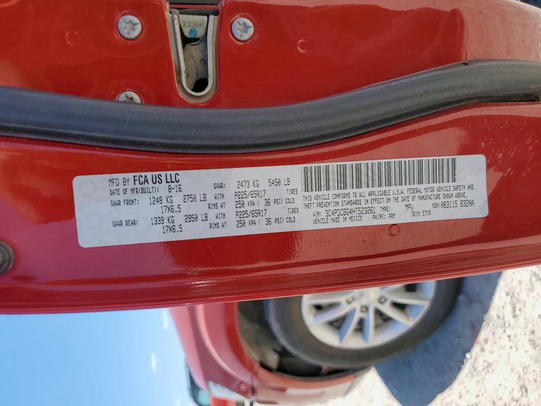 2017 DODGE JOURNEY SX 3C4PDCBG4HT523261