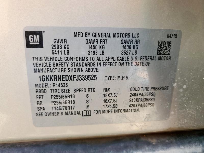 2015 GMC ACADIA SLE 1GKKRNEDXFJ339525