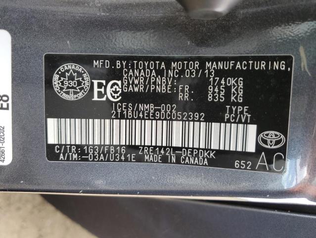 2013 TOYOTA COROLLA BA - 2T1BU4EE9DC052392