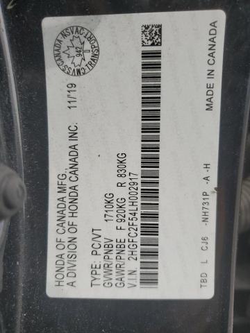 2020 HONDA CIVIC LX 2HGFC2F54LH002917