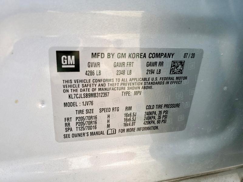 2021 CHEVROLET TRAX 1LT - KL7CJLSB9MB312397