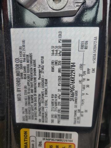 2019 FORD FUSION S - 3FA6P0G76KR229784