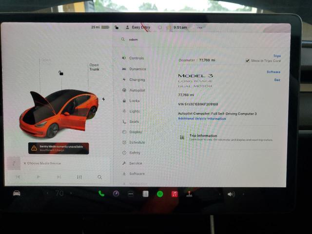 2019 TESLA MODEL 3 5YJ3E1EB9KF209188