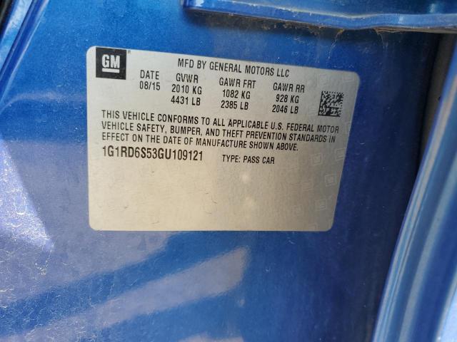 2016 CHEVROLET VOLT LTZ 1G1RD6S53GU109121