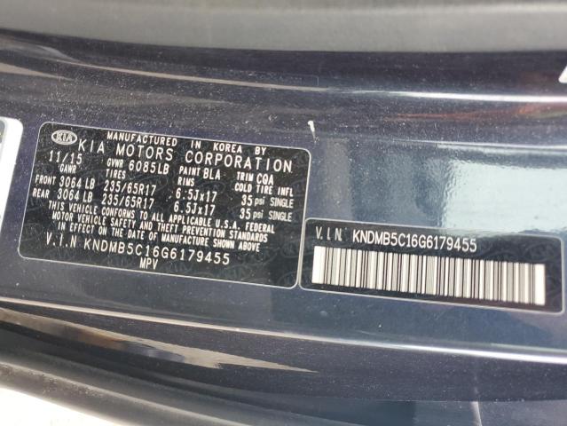 2016 KIA SEDONA LX KNDMB5C16G6179455