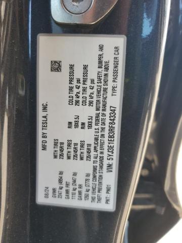 2024 TESLA MODEL 3 5YJ3E1EB3RF843347
