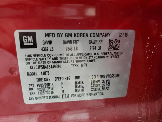 2015 CHEVROLET TRAX 1LS KL7CJPSB4FB149684