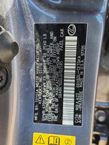 2018 LEXUS ES 350 58ABK1GG0JU102585