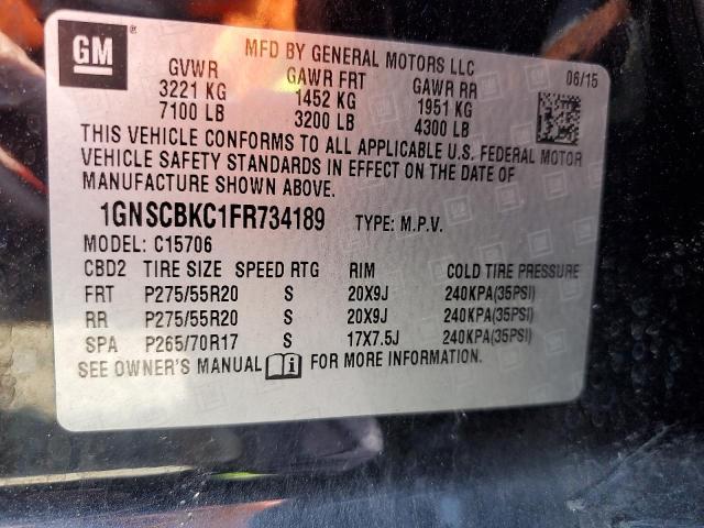2015 CHEVROLET TAHOE C1500 LT 1GNSCBKC1FR734189