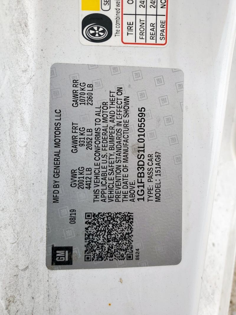 2020 CHEVROLET CAMARO LS - 1G1FB3DS1L0105595