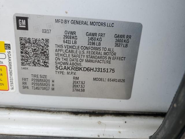2017 BUICK ENCLAVE 5GAKRBKD6HJ315175