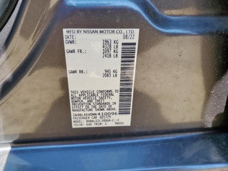 2022 NISSAN ALTIMA SL 1N4BL4EV0NN410096