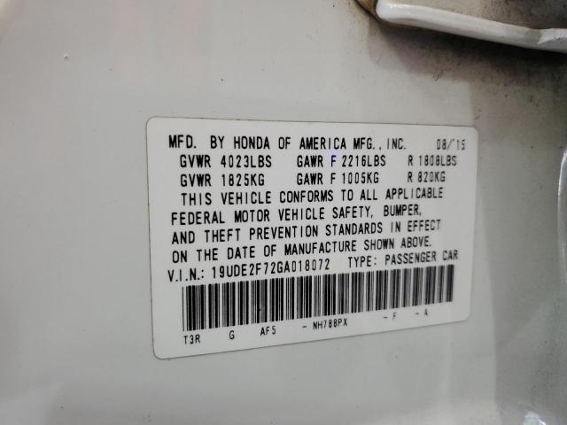 2016 ACURA ILX PREMIUM 19UDE2F72GA018072