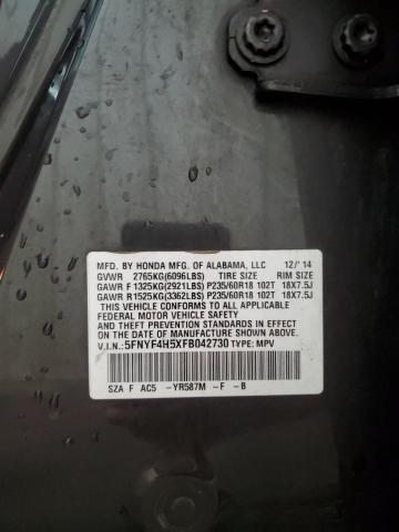 2015 HONDA PILOT EXL 5FNYF4H5XFB042730
