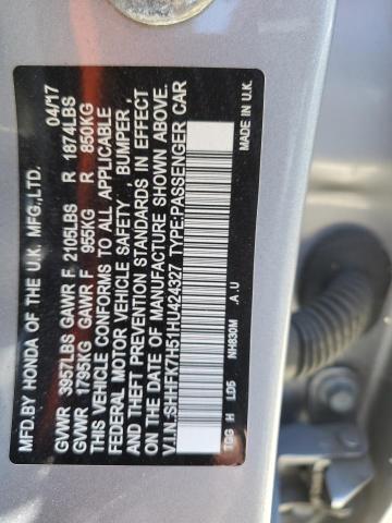 2017 HONDA CIVIC EX SHHFK7H51HU424327