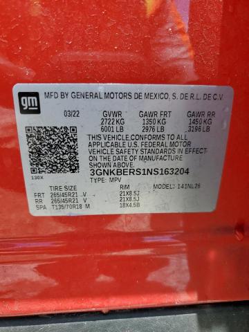 2022 CHEVROLET BLAZER RS 3GNKBERS1NS163204