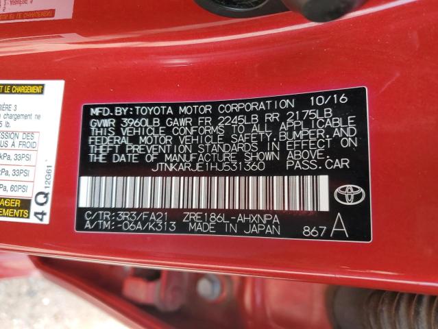 2017 TOYOTA COROLLA IM JTNKARJE1HJ531360