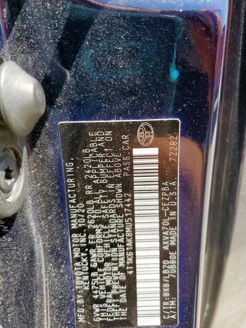 2021 TOYOTA CAMRY XSE 4T1K61AK8MU517442