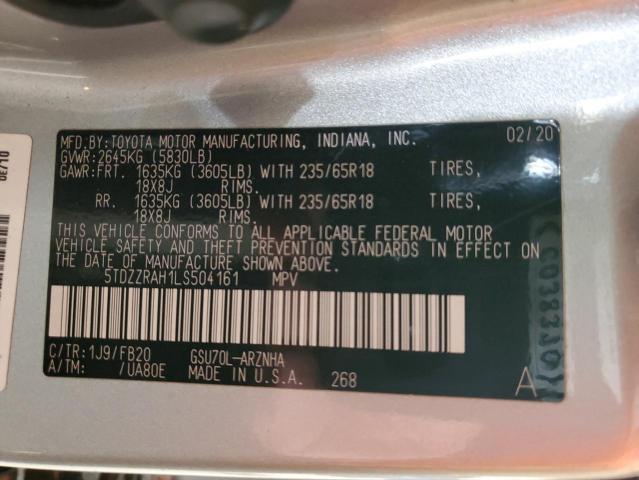 2020 TOYOTA HIGHLANDER - 5TDZZRAH1LS504161