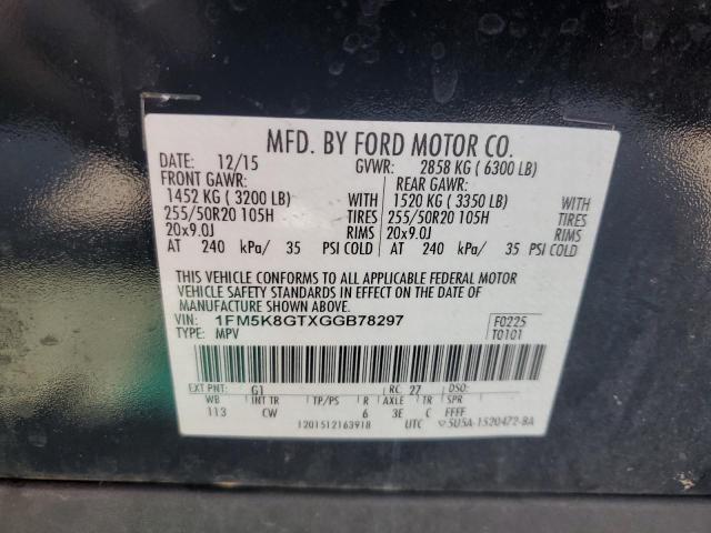 2016 FORD EXPLORER S 1FM5K8GTXGGB78297