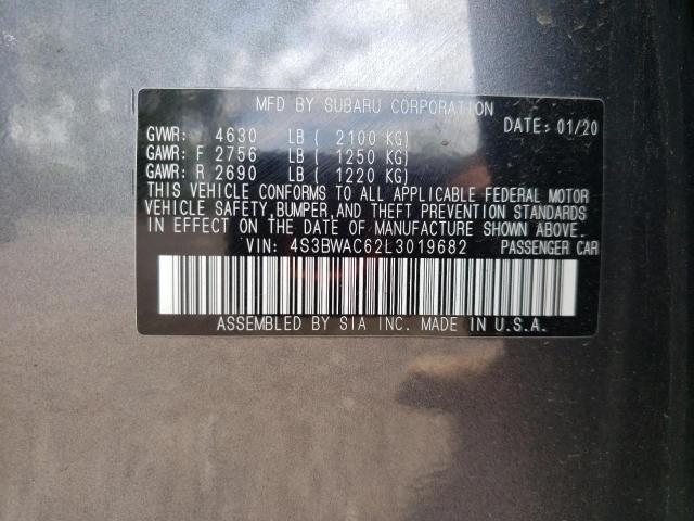 2020 SUBARU LEGACY PRE 4S3BWAC62L3019682