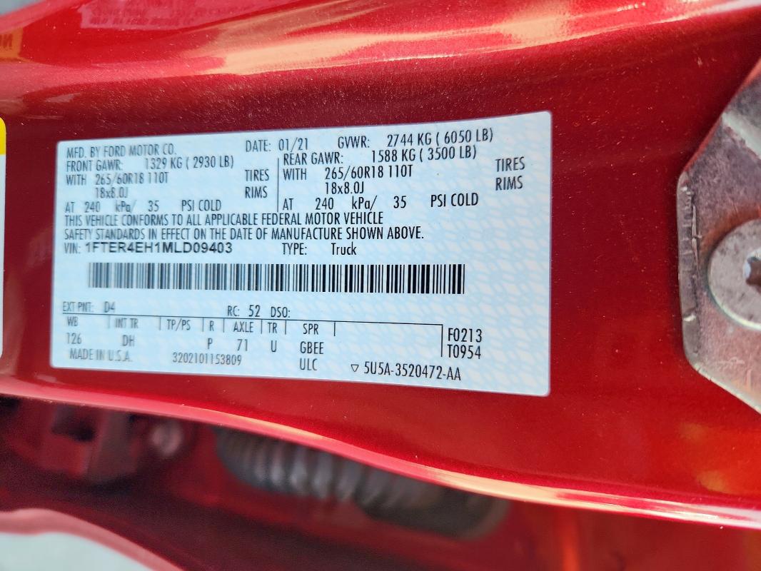 2021 FORD RANGER XL - 1FTER4EH1MLD09403