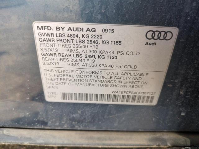 2016 AUDI Q3 PREMIUM WA1EFCFS4GR007127