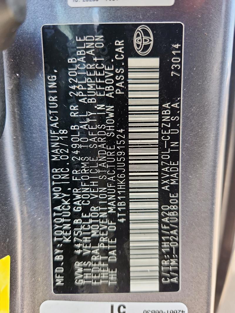 2018 TOYOTA CAMRY L - 4T1B11HK6JU591524