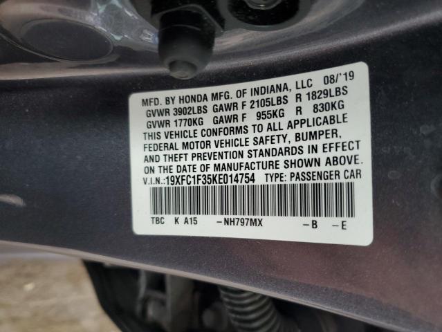 2019 HONDA CIVIC EX 19XFC1F35KE014754