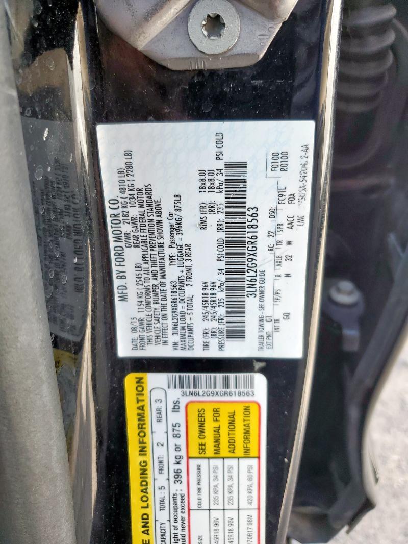 2016 LINCOLN MKZ 3LN6L2G9XGR618563