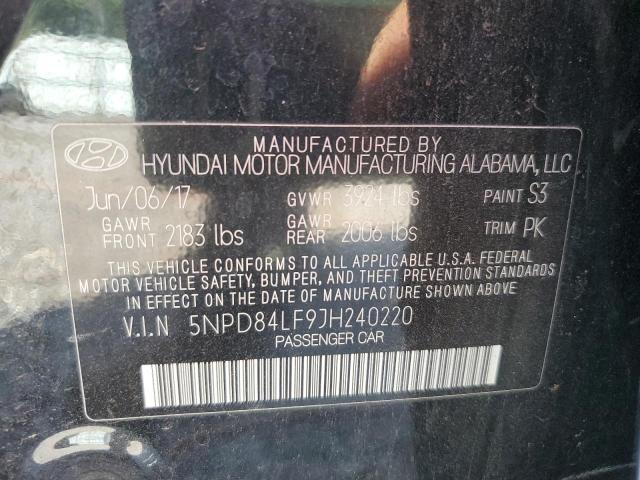2018 HYUNDAI ELANTRA SEL 5NPD84LF9JH240220