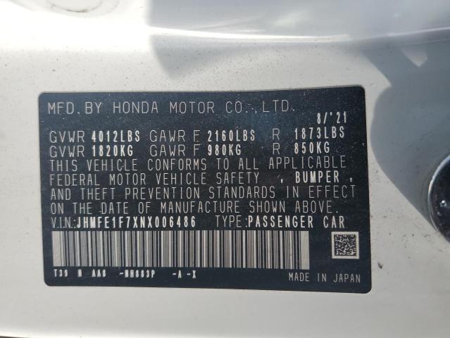 2022 HONDA CIVIC EX JHMFE1F7XNX006486