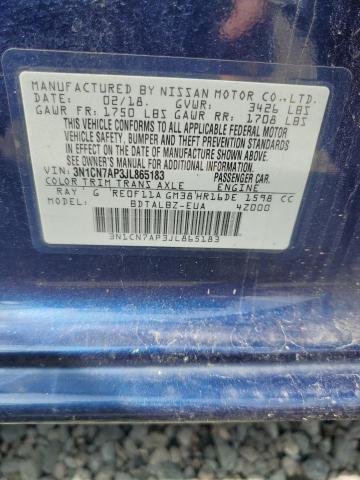 2018 NISSAN VERSA S 3N1CN7AP3JL865183