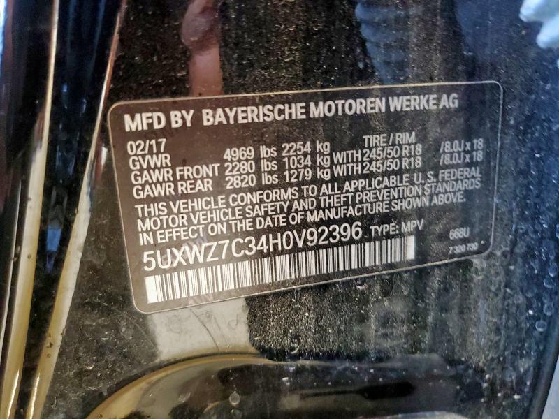 2017 BMW X3 SDRIVE2 - 5UXWZ7C34H0V92396
