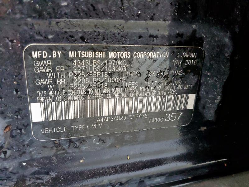 2018 MITSUBISHI OUTLANDER JA4AP3AU2JU017678