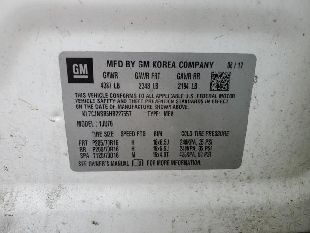 2017 CHEVROLET TRAX LS KL7CJNSB5HB227557