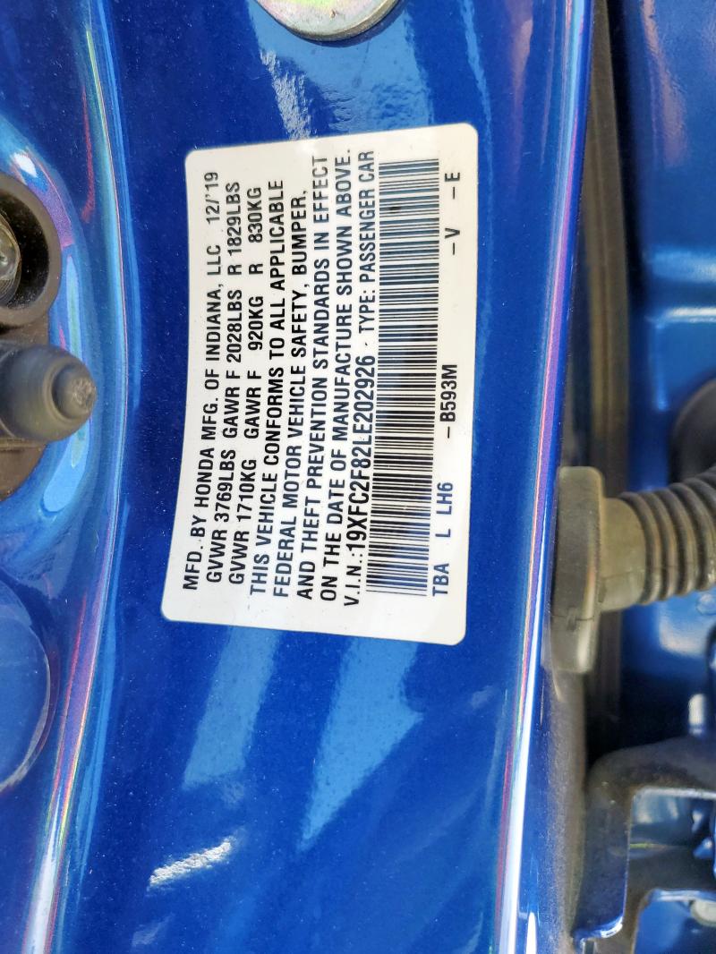 2020 HONDA CIVIC SPOR 19XFC2F82LE202926
