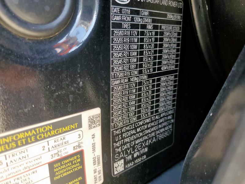 2019 LAND ROVER RANGE ROVER VELAR R-DYNAMIC SE #3317029008