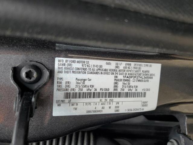 2017 FORD FOCUS SE 1FADP3F27HL345999