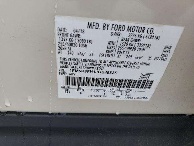 2018 FORD EXPLORER L 1FM5K8FH1JGB49825