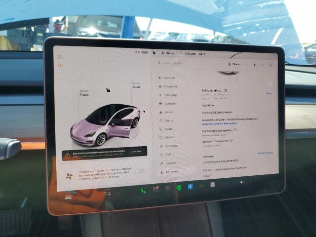 2022 TESLA MODEL 3 5YJ3E1EB8NF244924
