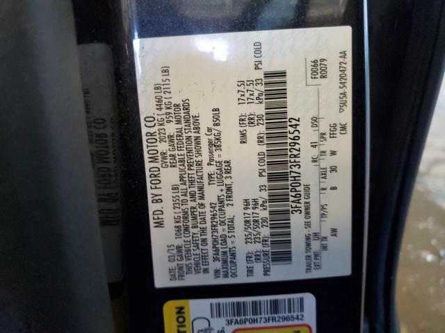 2015 FORD FUSION SE 3FA6P0H73FR296542