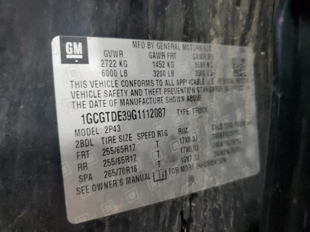 2016 CHEVROLET COLORADO Z 1GCGTDE39G1112087