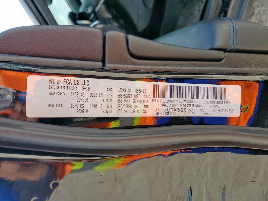 2019 JEEP GRAND CHER 1C4RJFAG4KC542030